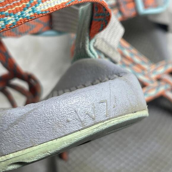CHACO ZX1 AQUA ORANGE WOMAN SANDALS SIZE 7 - Picture 9 of 9